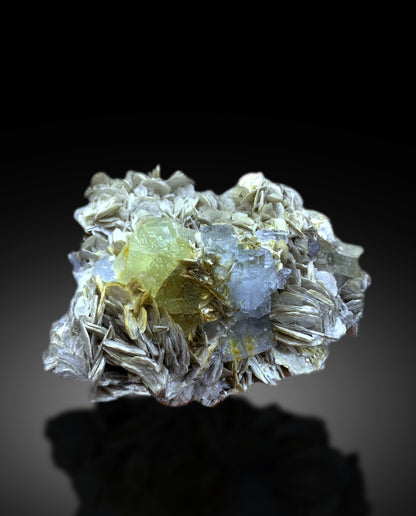 Blue Aquamarine with Fluorite on Muscovite from Pakistan - 850 gram