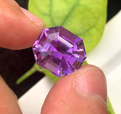 Fancy Asscher Cut Purple Color Amethyst Gemstone, Loose Gemstone, Amethyst Faceted Cut Stone for Jewelry Making - 12.10 CT