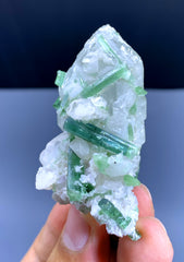 Green Tourmaline Cluster on Quartz from Afghanistan - 46 gram