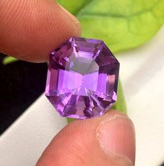 Fancy Asscher Cut Purple Color Amethyst Gemstone, Loose Gemstone, Amethyst Faceted Cut Stone for Jewelry Making - 12.10 CT