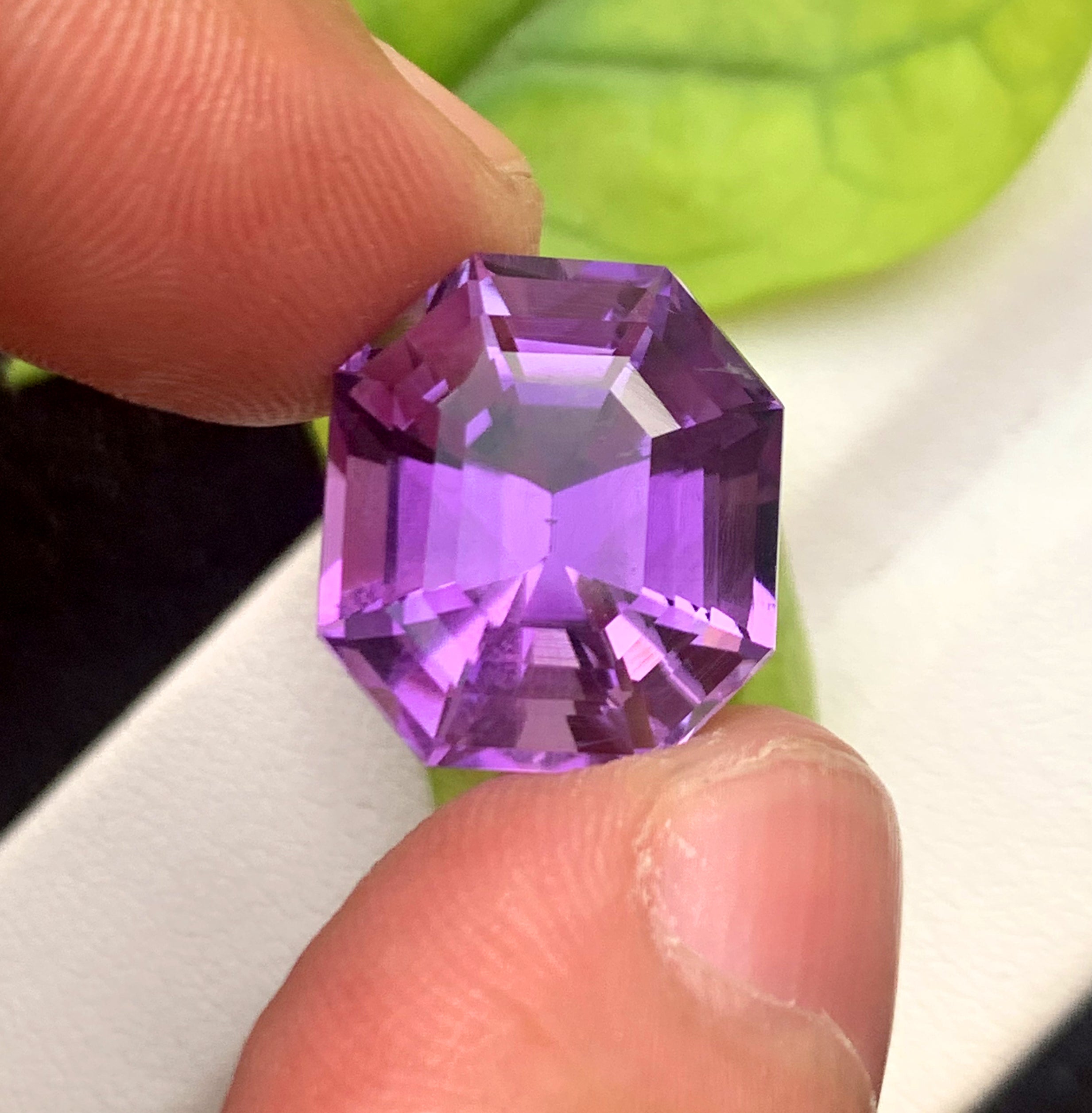 Fancy Asscher Cut Purple Color Amethyst Gemstone, Loose Gemstone, Amethyst Faceted Cut Stone for Jewelry Making - 12.10 CT