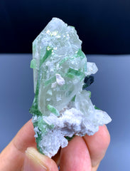 Green Tourmaline Cluster on Quartz from Afghanistan - 46 gram