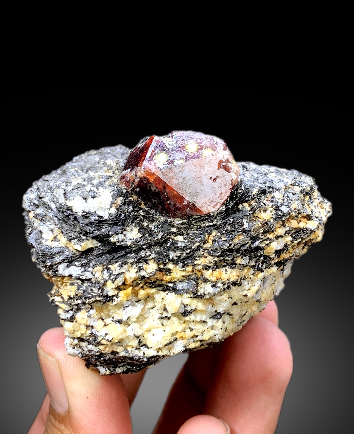 Natural Red Color Zircon Crystal on Matrix from Skardu Pakistan - 249 gram