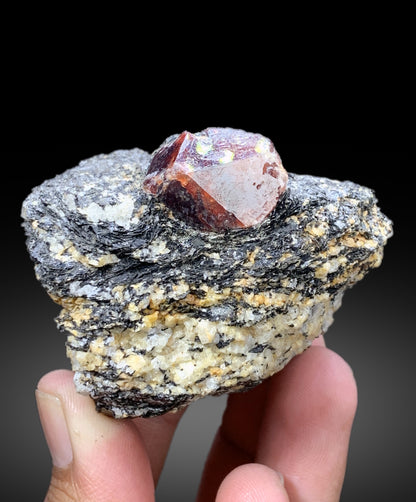 Natural Red Color Zircon Crystal on Matrix from Skardu Pakistan - 249 gram