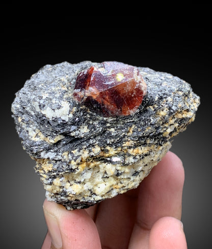 Natural Red Color Zircon Crystal on Matrix from Skardu Pakistan - 249 gram