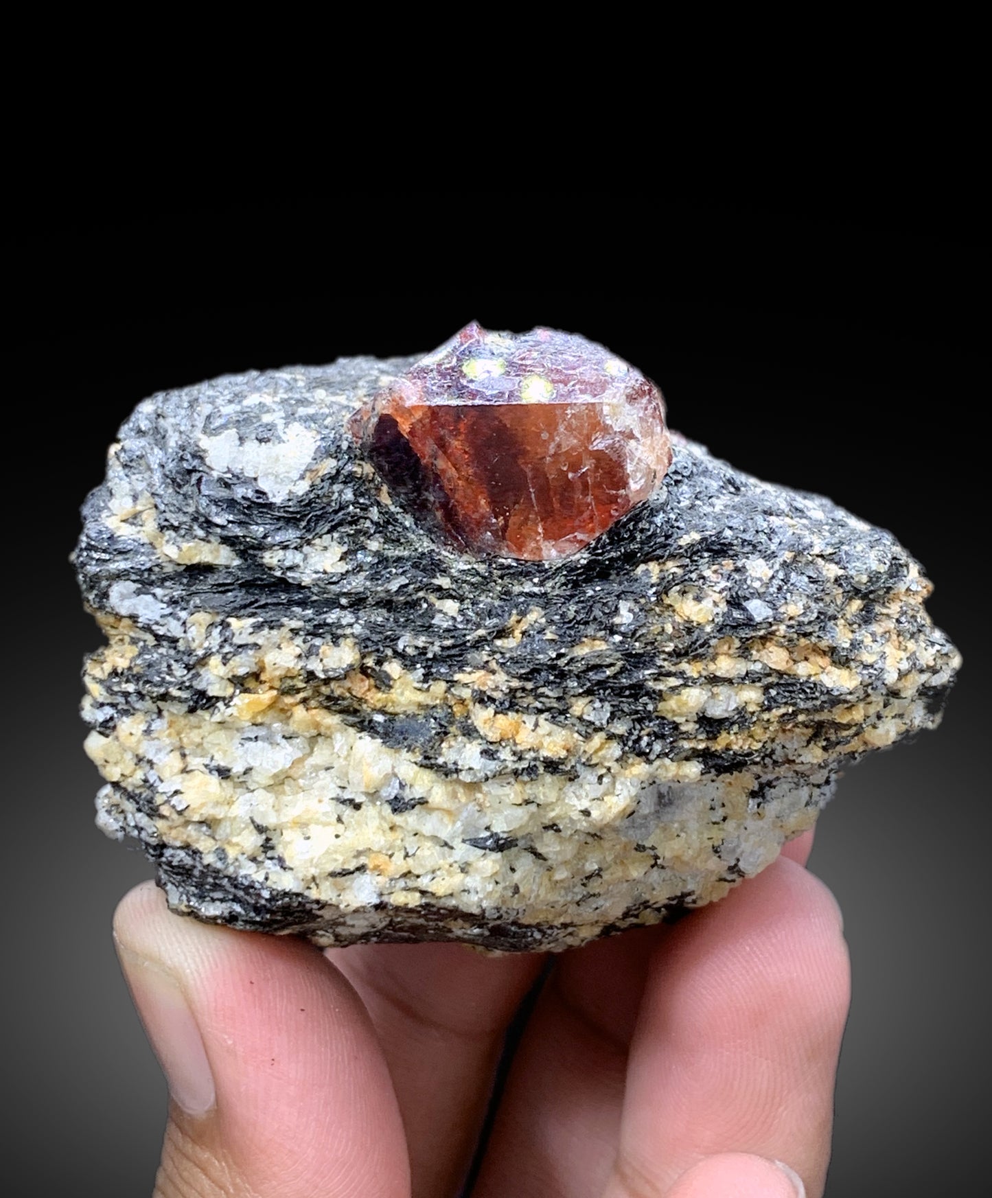Natural Red Color Zircon Crystal on Matrix from Skardu Pakistan - 249 gram