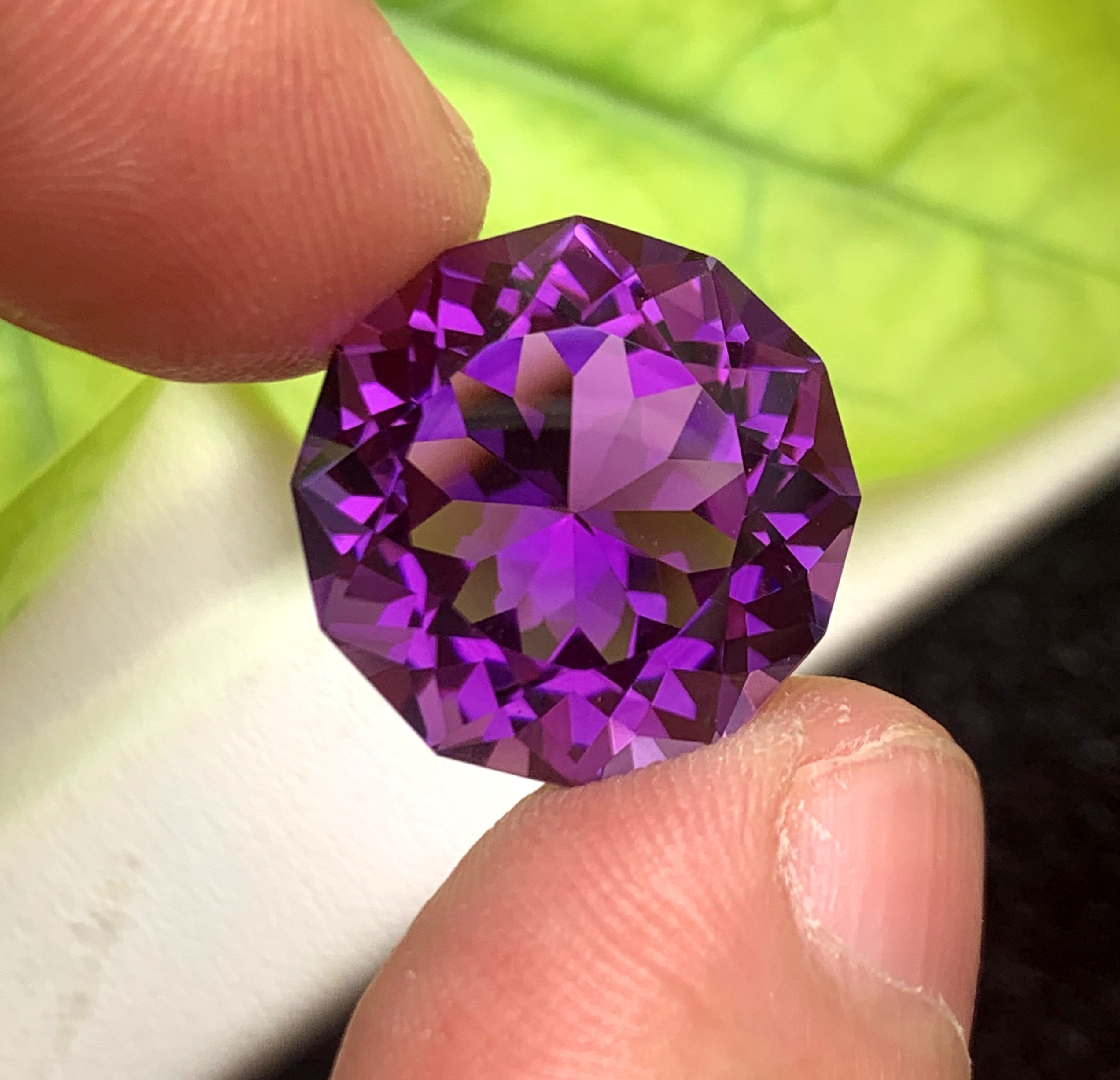 Round Precision Flower Cut Purple Amethyst Gemstone, Loose Gemstone, Amethyst Faceted Cut Stone for Jewelry Making - 13.95 CT