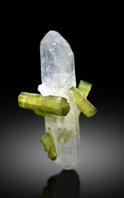 Lush Green Color Tourmaline Crystals on Quartz from Chapu Mine Skardu Pakistan - 12 gram