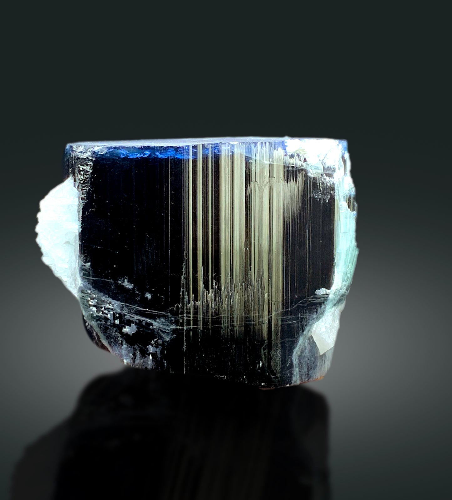 Natural Blue Cap Tourmaline Crystal with Cleavelandite Albite from Paprok Afghanistan - 425 gram
