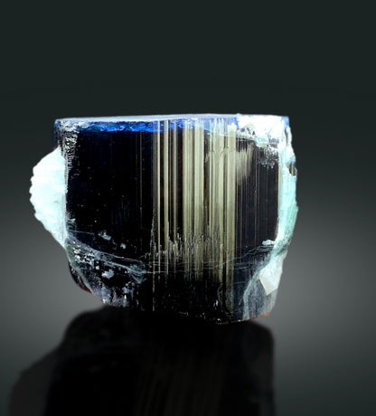 Natural Blue Cap Tourmaline Crystal with Cleavelandite Albite from Paprok Afghanistan - 425 gram
