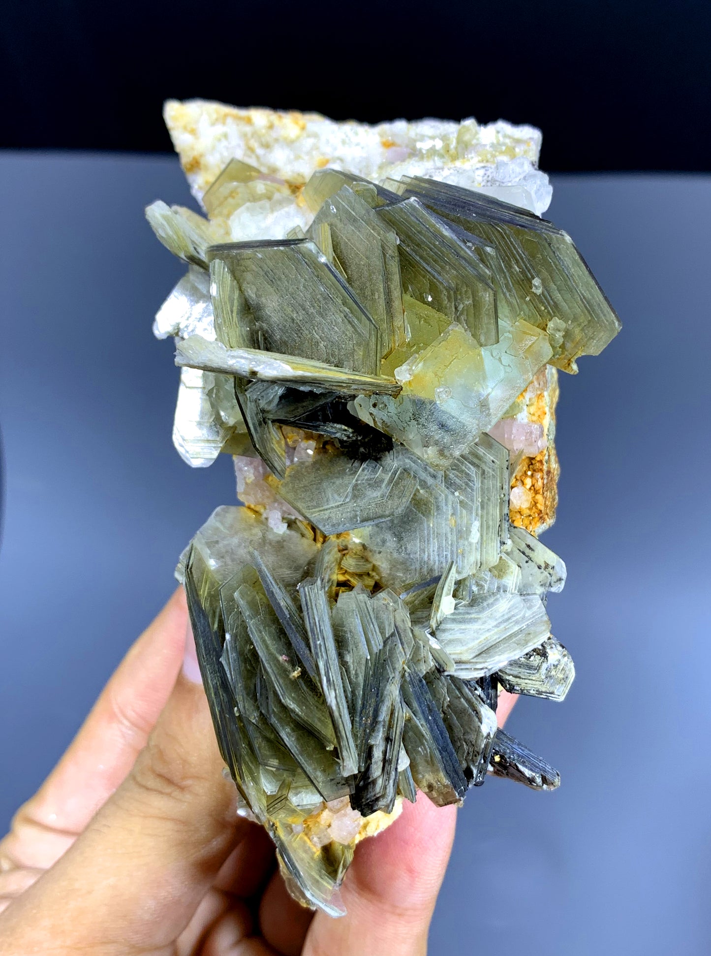 Fluorite with Apatite on Muscovite from Pakistan - 325 gram