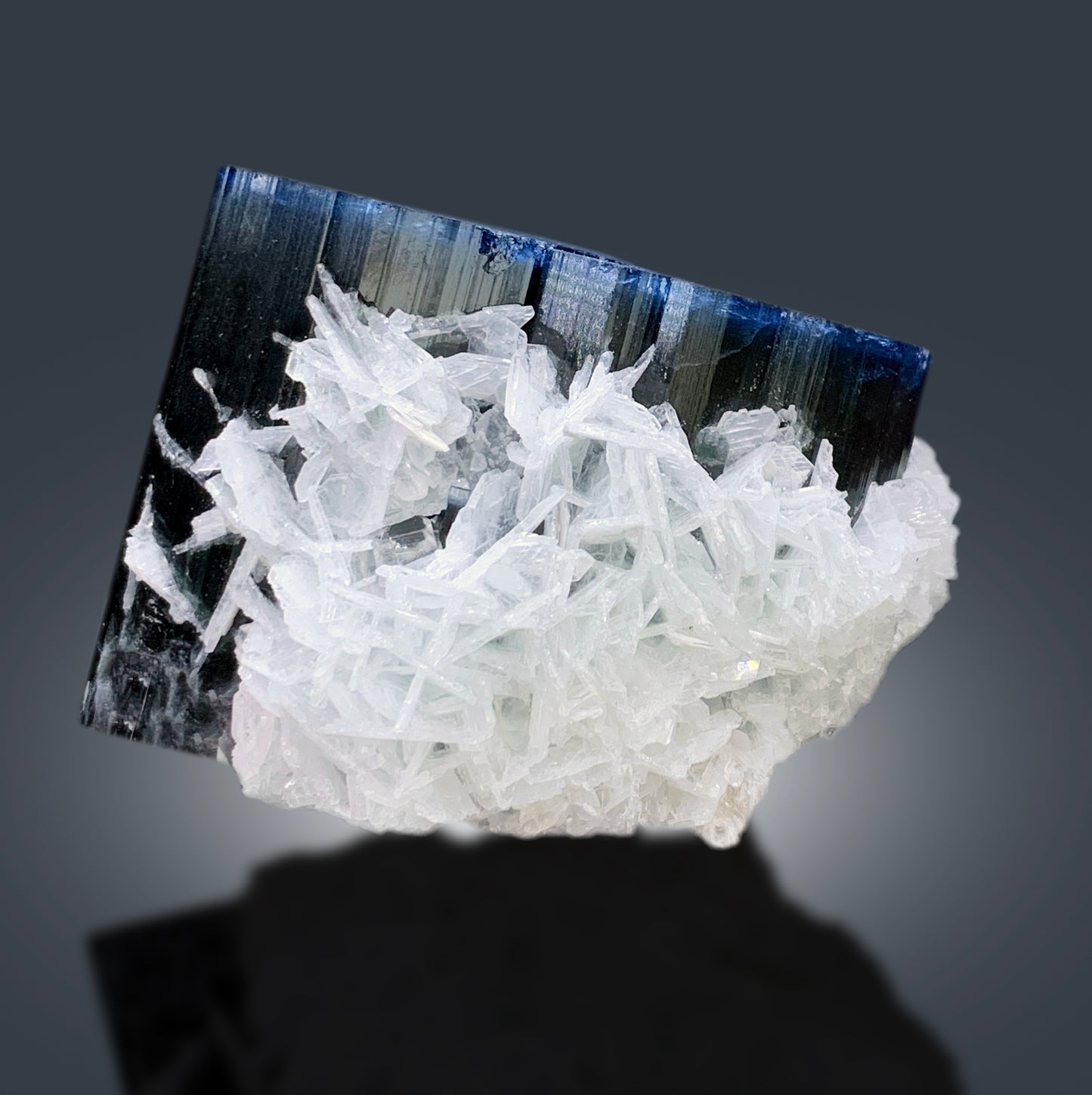 Natural Blue Cap Tourmaline with Cleavelandite Albite, Tourmaline Crystal, Paprok Tourmaline, Tourmaline Specimen - 602 gram