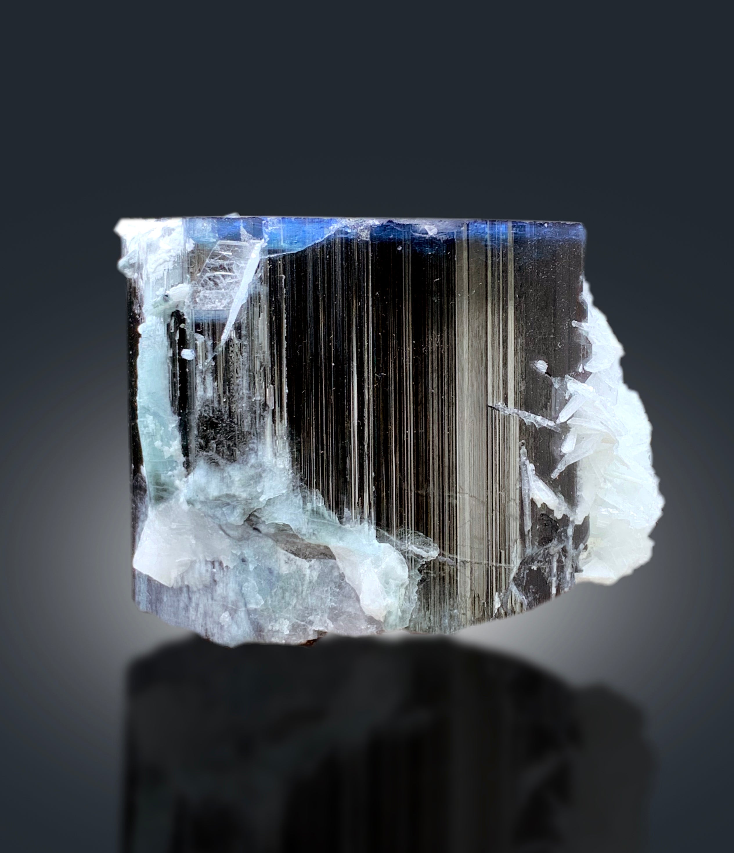 Natural Blue Cap Tourmaline with Cleavelandite Albite, Tourmaline Crystal, Paprok Tourmaline, Tourmaline Specimen - 602 gram