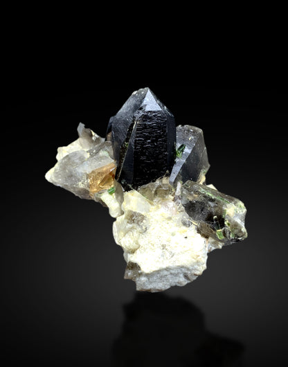 Natural Topaz with Quartz and Green Tourmalines on Matrix from Pakistan - 474 gram