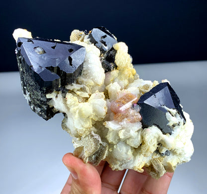 Natural Pink Color Apatite Crystals with Tantalite, Schorl Black Tourmalines and Albite, Mineral Specimen from Skardu Pakistan - 589 gram