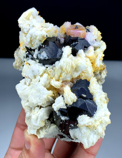 Pink Apatite Crystals with Tantalite, Schorl and Albite, Rare Specimen, Apatite Crystal, Mineral Specimen from Skardu Pakistan, 626 g