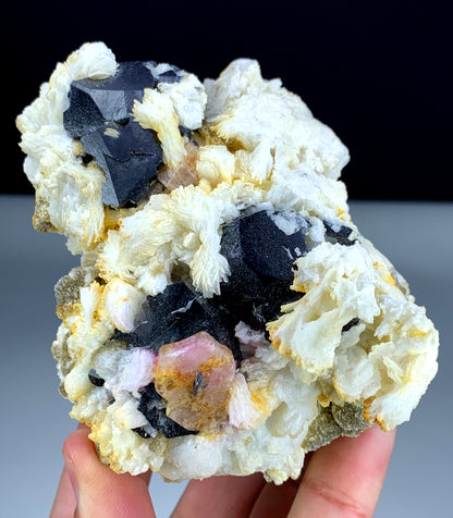 Pink Apatite Crystals with Tantalite, Schorl and Albite, Rare Specimen, Apatite Crystal, Mineral Specimen from Skardu Pakistan, 626 g