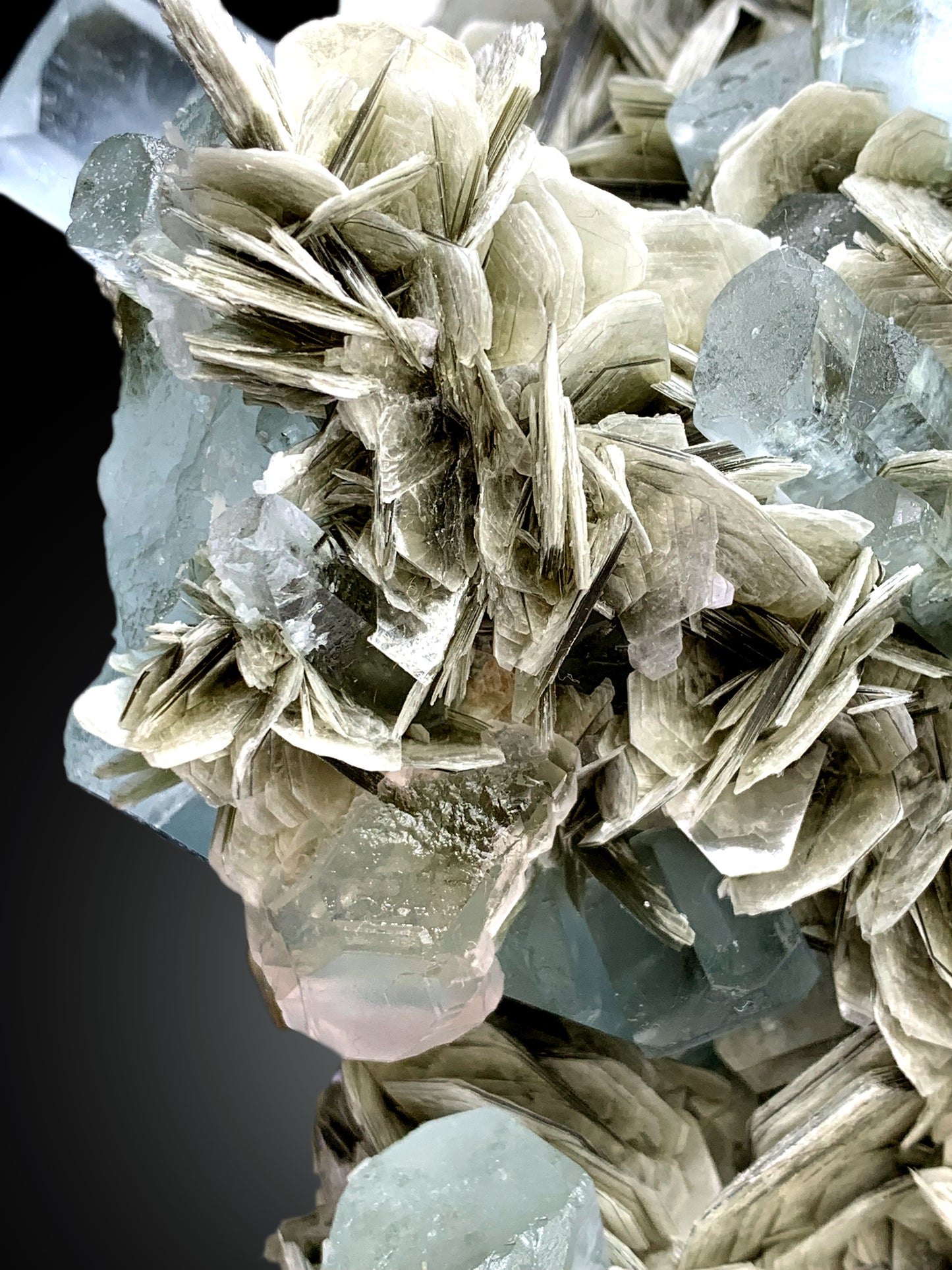 Museum Grade Sky Blue Aquamarine Crystals with Fluorite and Muscovite from Nagar valley Hunza, Gilgit Baltistan - 3820 gram