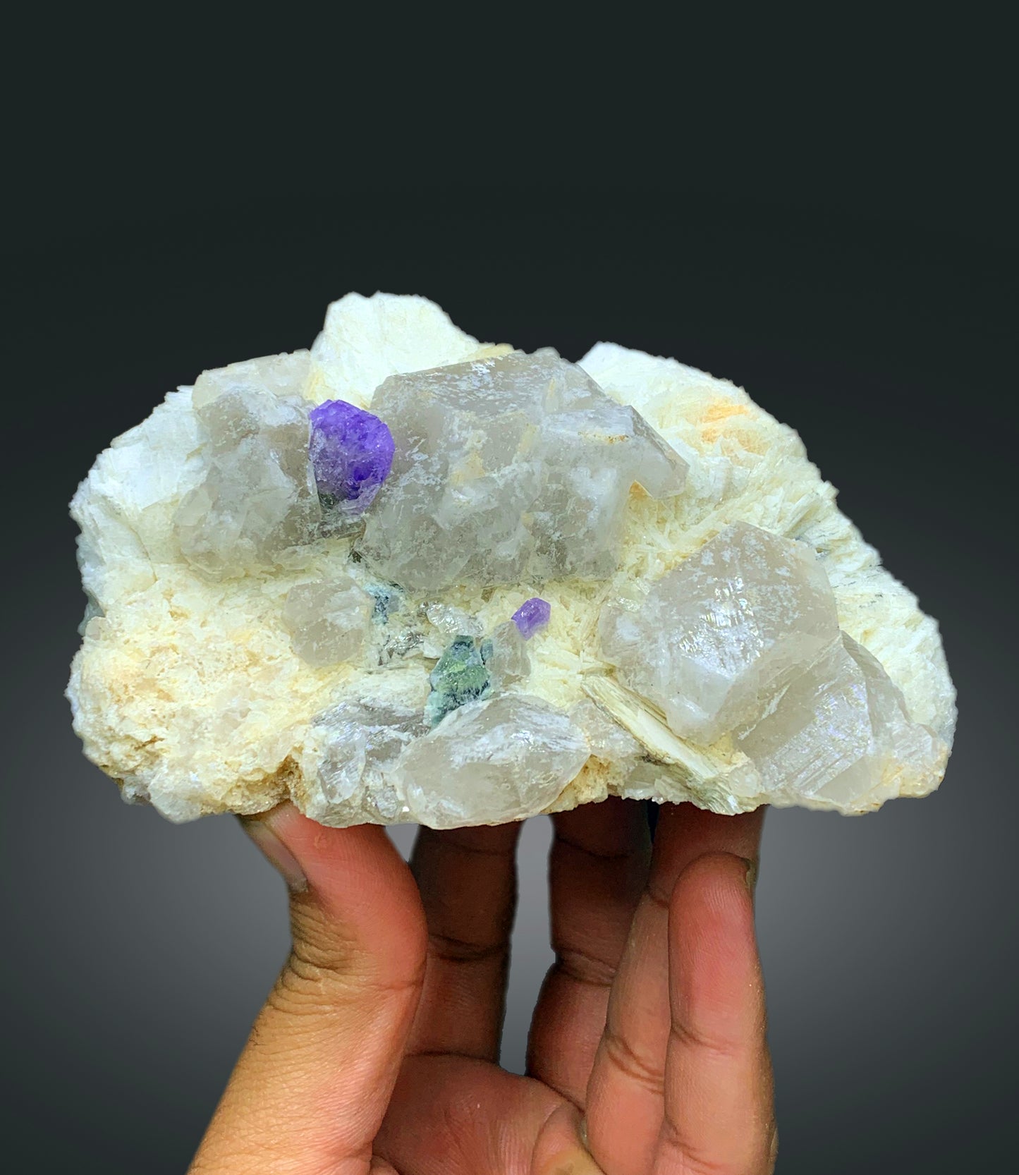 Natural Purple Color Apatite Crystals with Quartz and Albite, Apatite Specimen, Raw Mineral, Apatite from Afghanistan - 773 gram