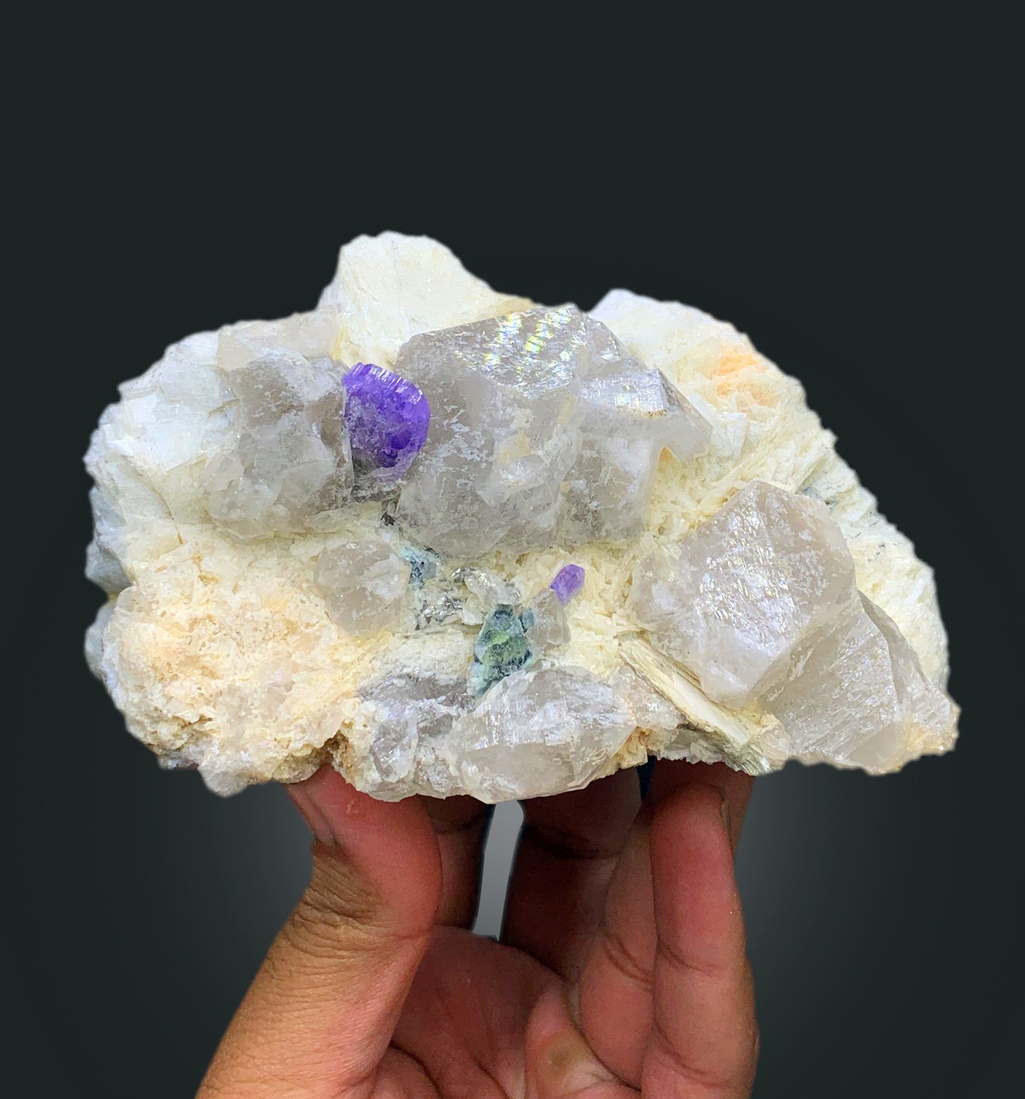 Natural Purple Color Apatite Crystals with Quartz and Albite, Apatite Specimen, Raw Mineral, Apatite from Afghanistan - 773 gram