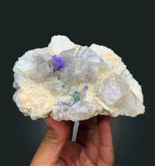Natural Purple Color Apatite Crystals with Quartz and Albite, Apatite Specimen, Raw Mineral, Apatite from Afghanistan - 773 gram