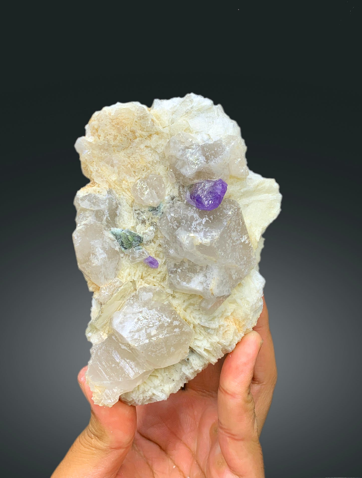 Natural Purple Color Apatite Crystals with Quartz and Albite, Apatite Specimen, Raw Mineral, Apatite from Afghanistan - 773 gram