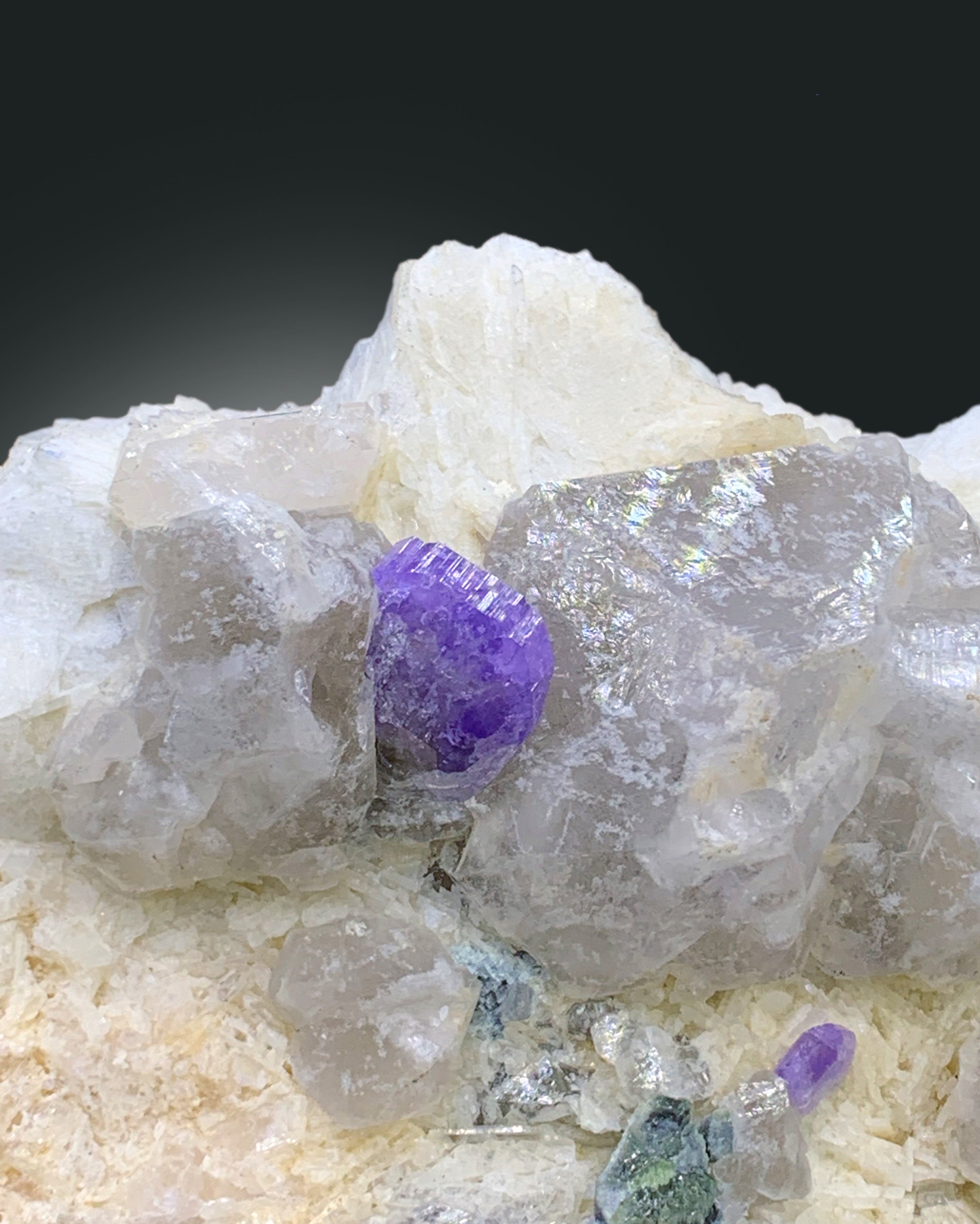 Natural Purple Color Apatite Crystals with Quartz and Albite, Apatite Specimen, Raw Mineral, Apatite from Afghanistan - 773 gram