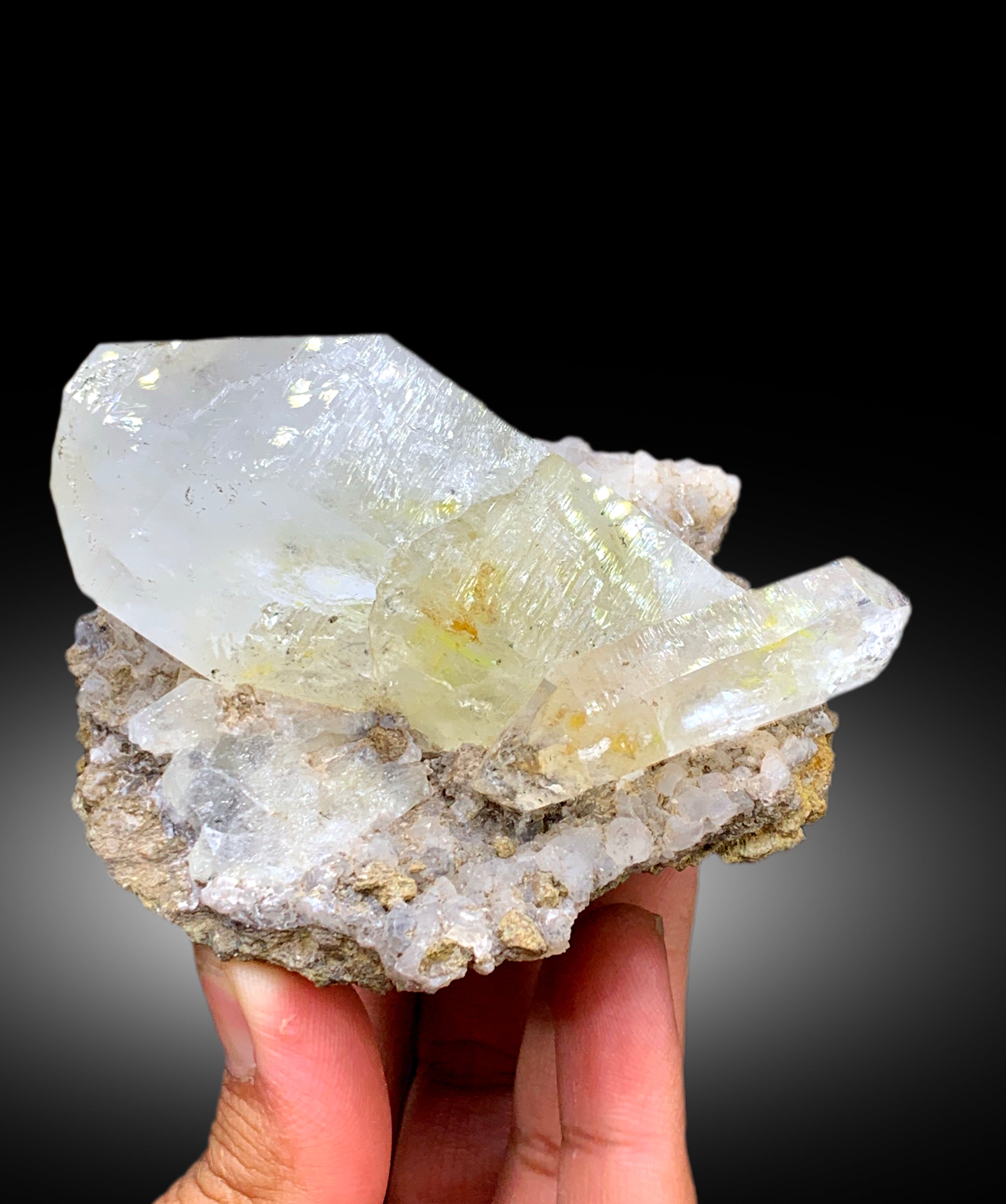 Fluorescent Petroleum Quartz Crystals on Matrix, Rare Quartz, Quartz Specimen, Quartz from Baluchistan Pakistan - 385 gram