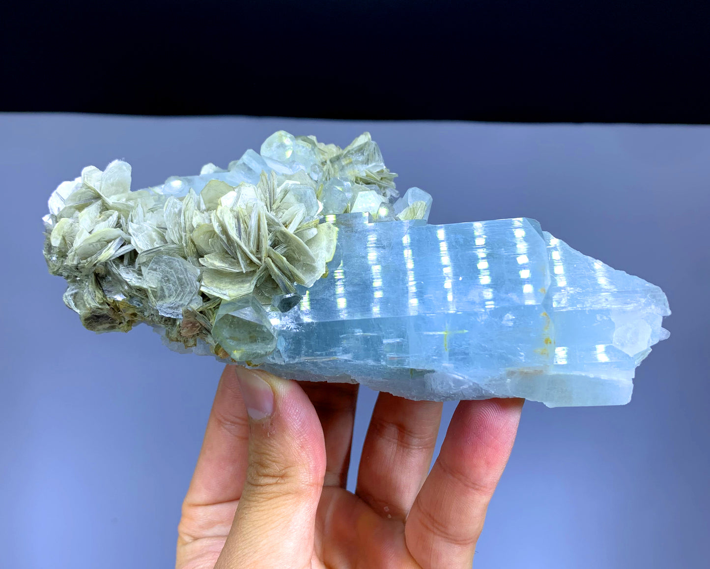 Sky Blue Aquamarine Cluster with Mica from Nagar valley District Skardu Pakistan - 388 gram