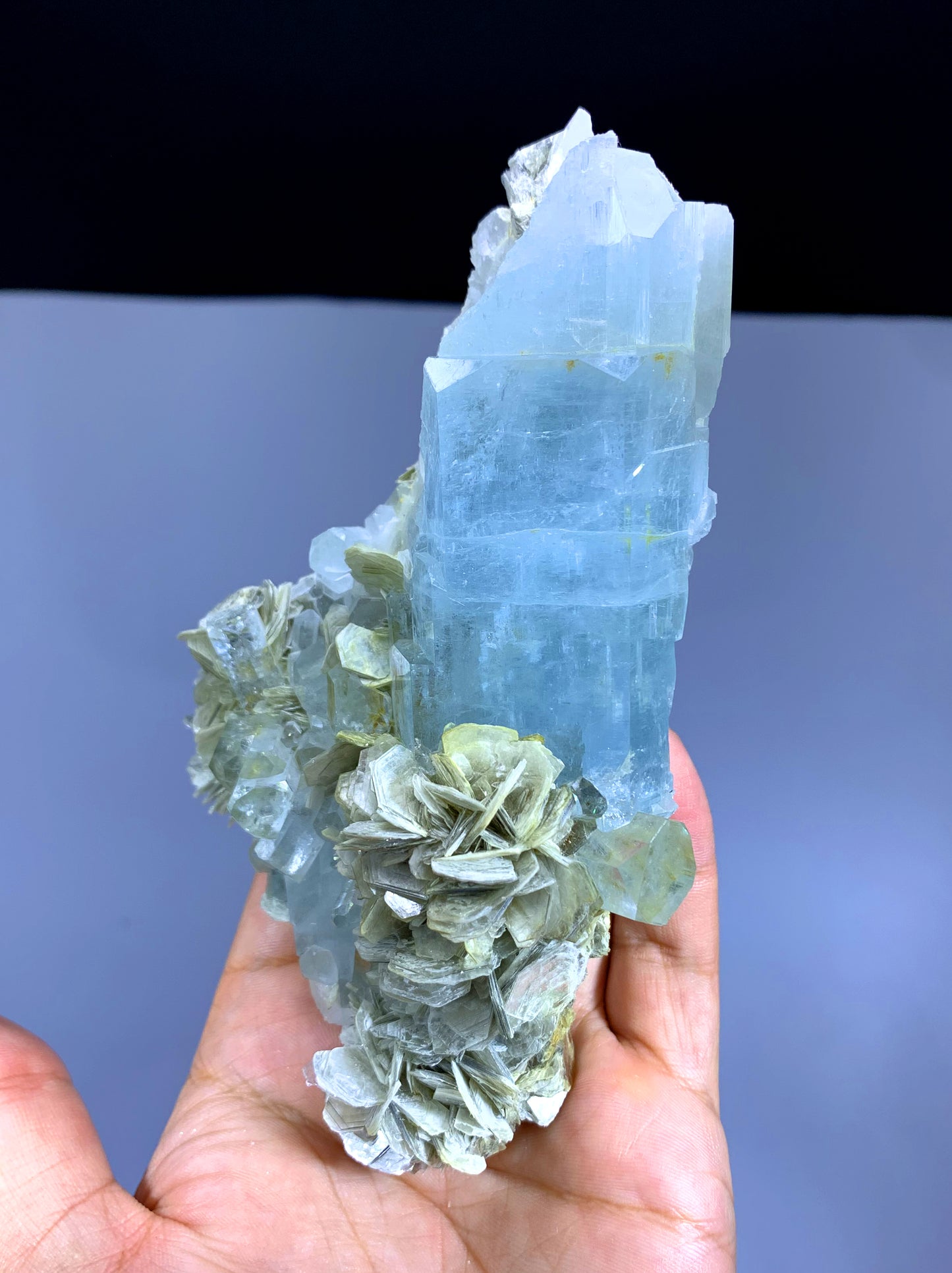 Sky Blue Aquamarine Cluster with Mica from Nagar valley District Skardu Pakistan - 388 gram