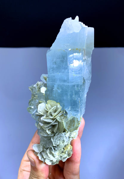 Sky Blue Aquamarine Cluster with Mica from Nagar valley District Skardu Pakistan - 388 gram
