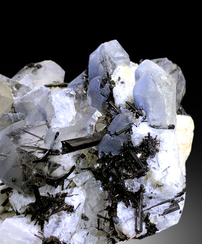 Indicolite Blue Quartz with Black Tourmalines on Feldspar from Skardu Pakistan - 229 gram