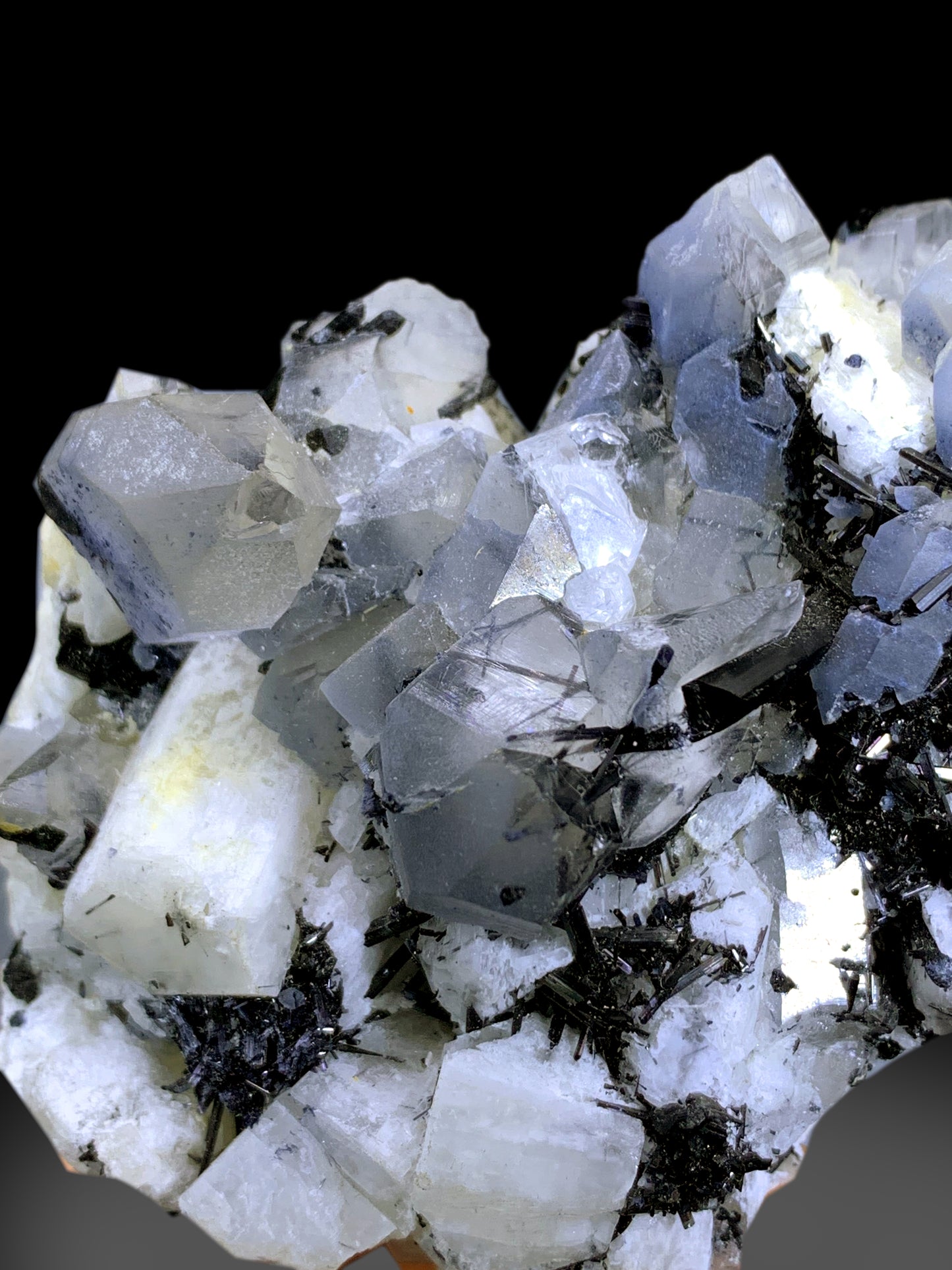 Indicolite Blue Quartz with Black Tourmalines on Feldspar from Skardu Pakistan - 229 gram