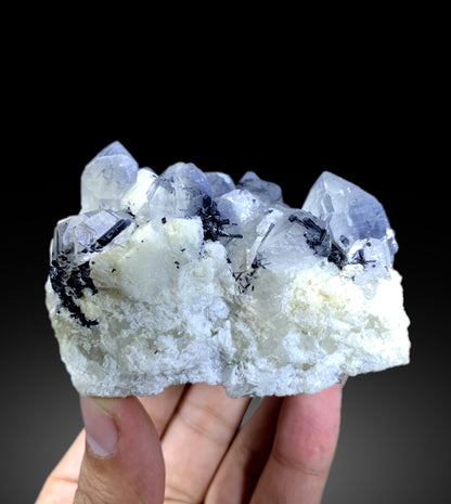 Indicolite Blue Quartz with Black Tourmalines on Feldspar from Skardu Pakistan - 229 gram