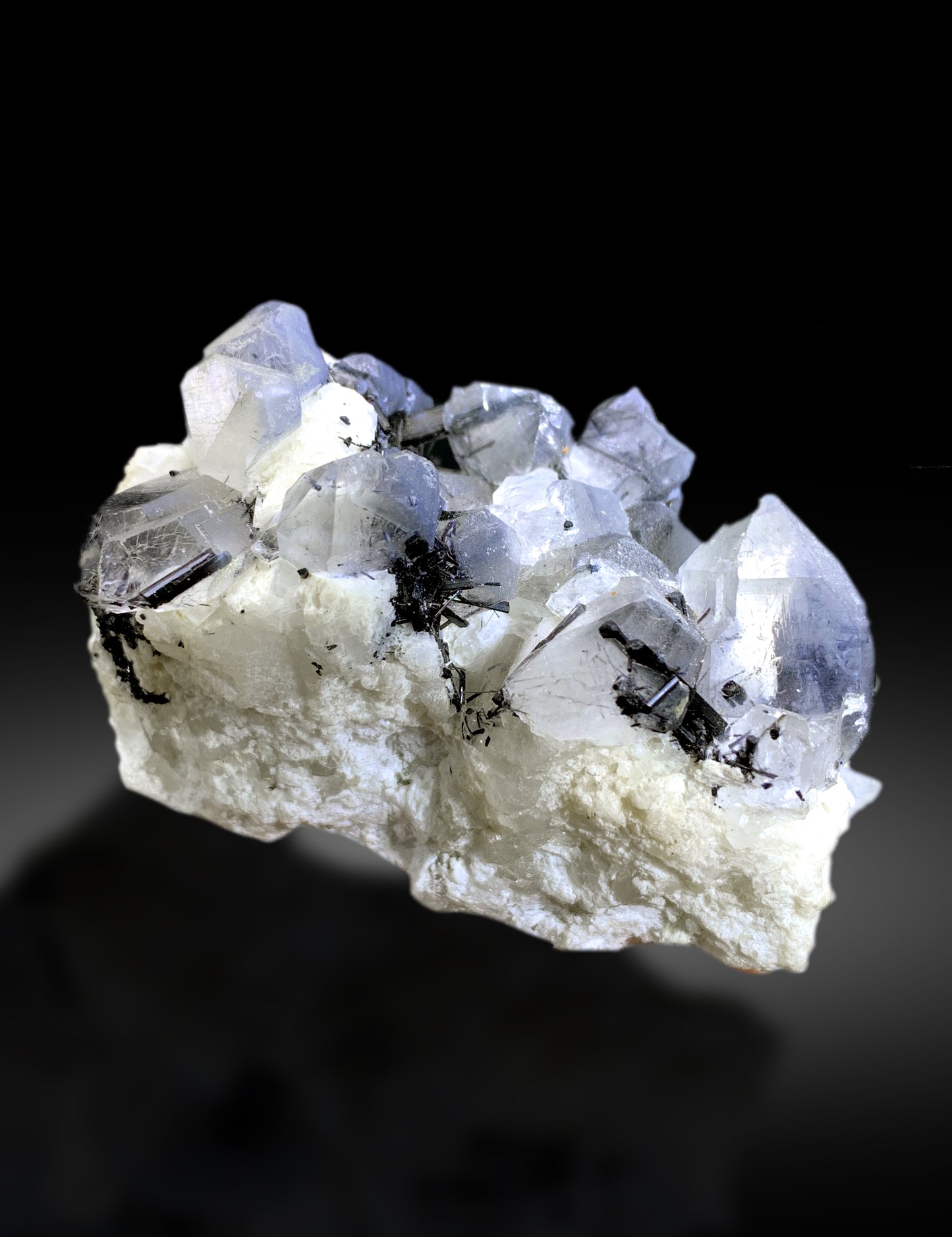 Indicolite Blue Quartz with Black Tourmalines on Feldspar from Skardu Pakistan - 229 gram