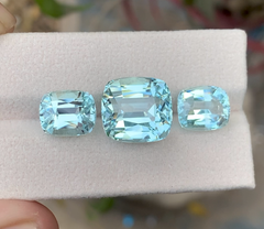 Cushion Cut Blue Aquamarine Set, Natural Aquamarine Gemstone - 22.30 carats