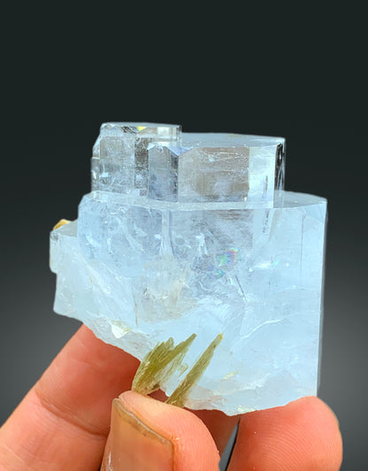 Step Wise Transparent Sky Blue Aquamarine Crystals with Mica, Aquamarine Specimen, Aquamarine from Nagar Mine Skardu Pakistan - 112 gram