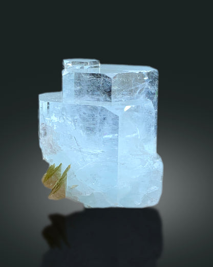 Step Wise Transparent Sky Blue Aquamarine Crystals with Mica, Aquamarine Specimen, Aquamarine from Nagar Mine Skardu Pakistan - 112 gram
