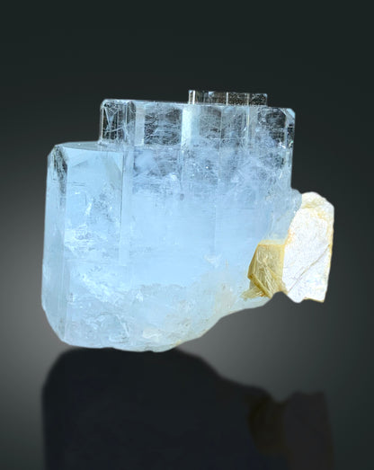Step Wise Transparent Sky Blue Aquamarine Crystals with Mica, Aquamarine Specimen, Aquamarine from Nagar Mine Skardu Pakistan - 112 gram