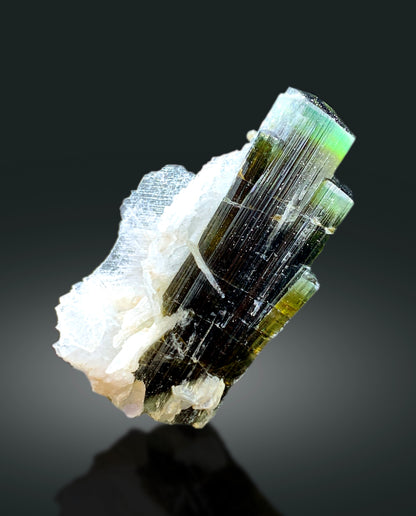 Natural Green Cap Tourmaline with Cleavelandite Albite, Tourmaline Crystal, Tourmaline from Astak Nala Mine Skardu Pakistan - 15 gram