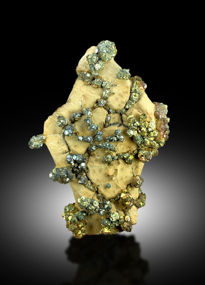 Natural Rainbow Color Pyrite on Limonite, Pyrite Specimen, Raw Mineral, Pyrite Cluster, Mineral Specimen - 603 gram
