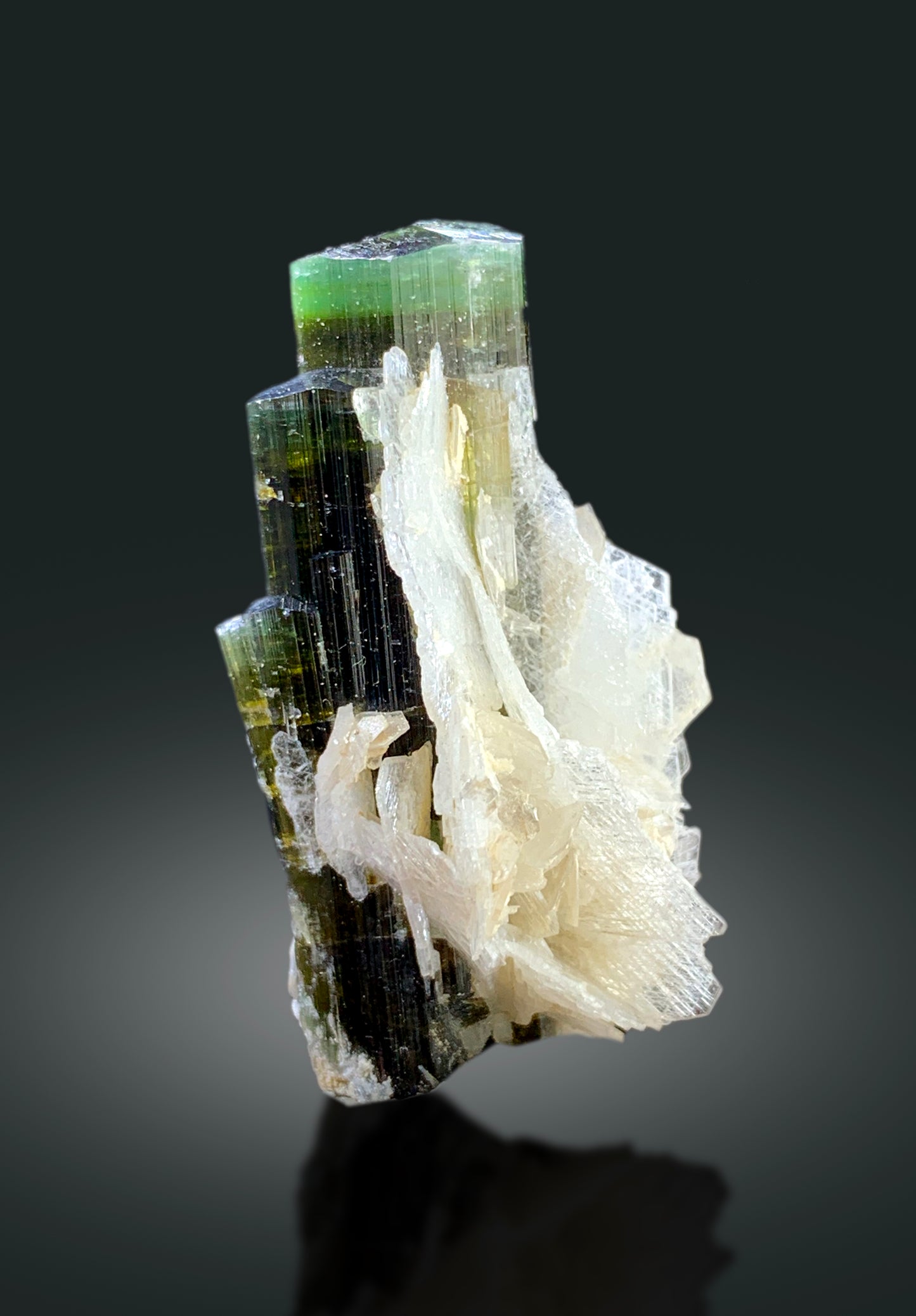 Natural Green Cap Tourmaline with Cleavelandite Albite, Tourmaline Crystal, Tourmaline from Astak Nala Mine Skardu Pakistan - 15 gram