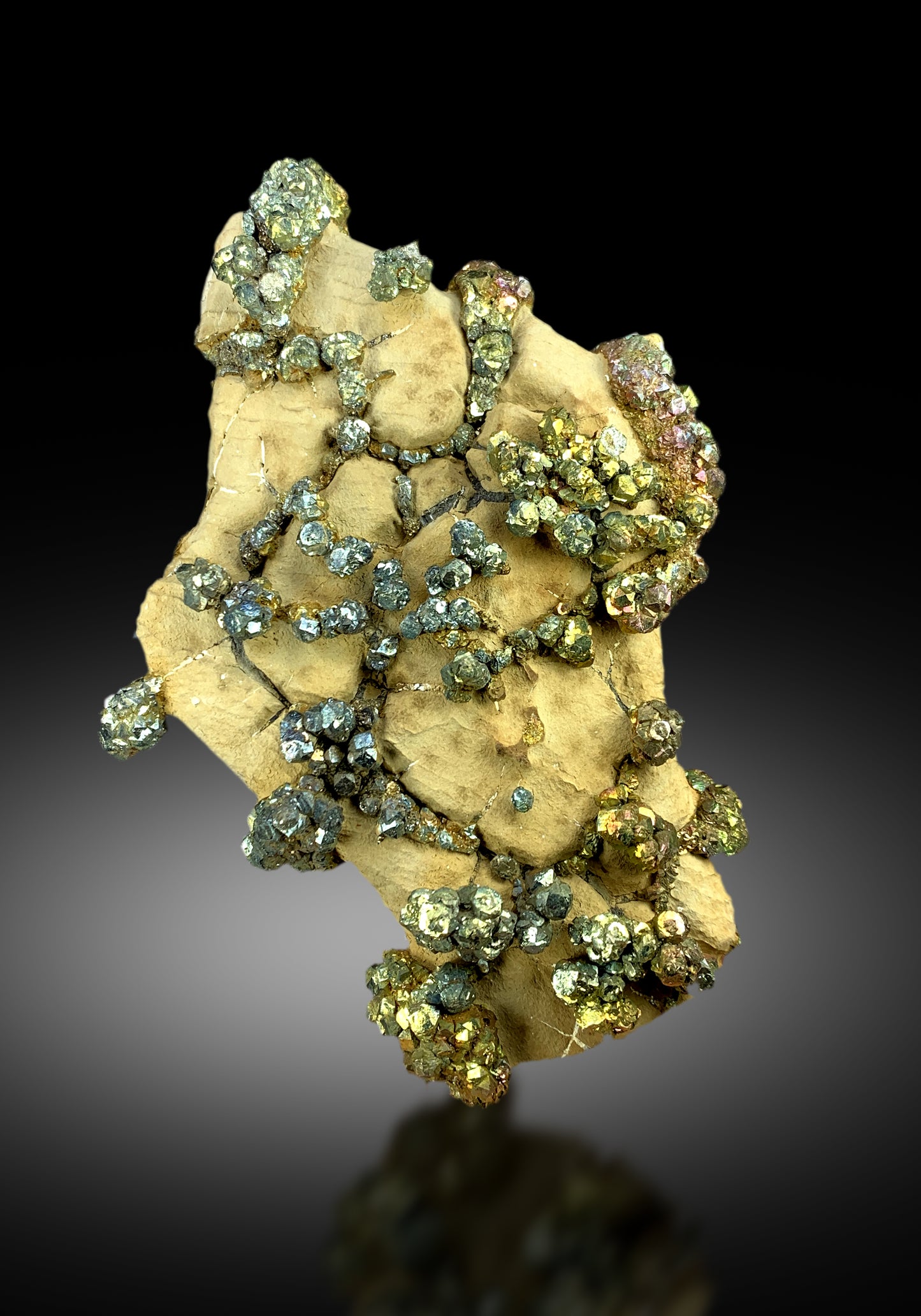 Natural Rainbow Color Pyrite on Limonite, Pyrite Specimen, Raw Mineral, Pyrite Cluster, Mineral Specimen - 603 gram