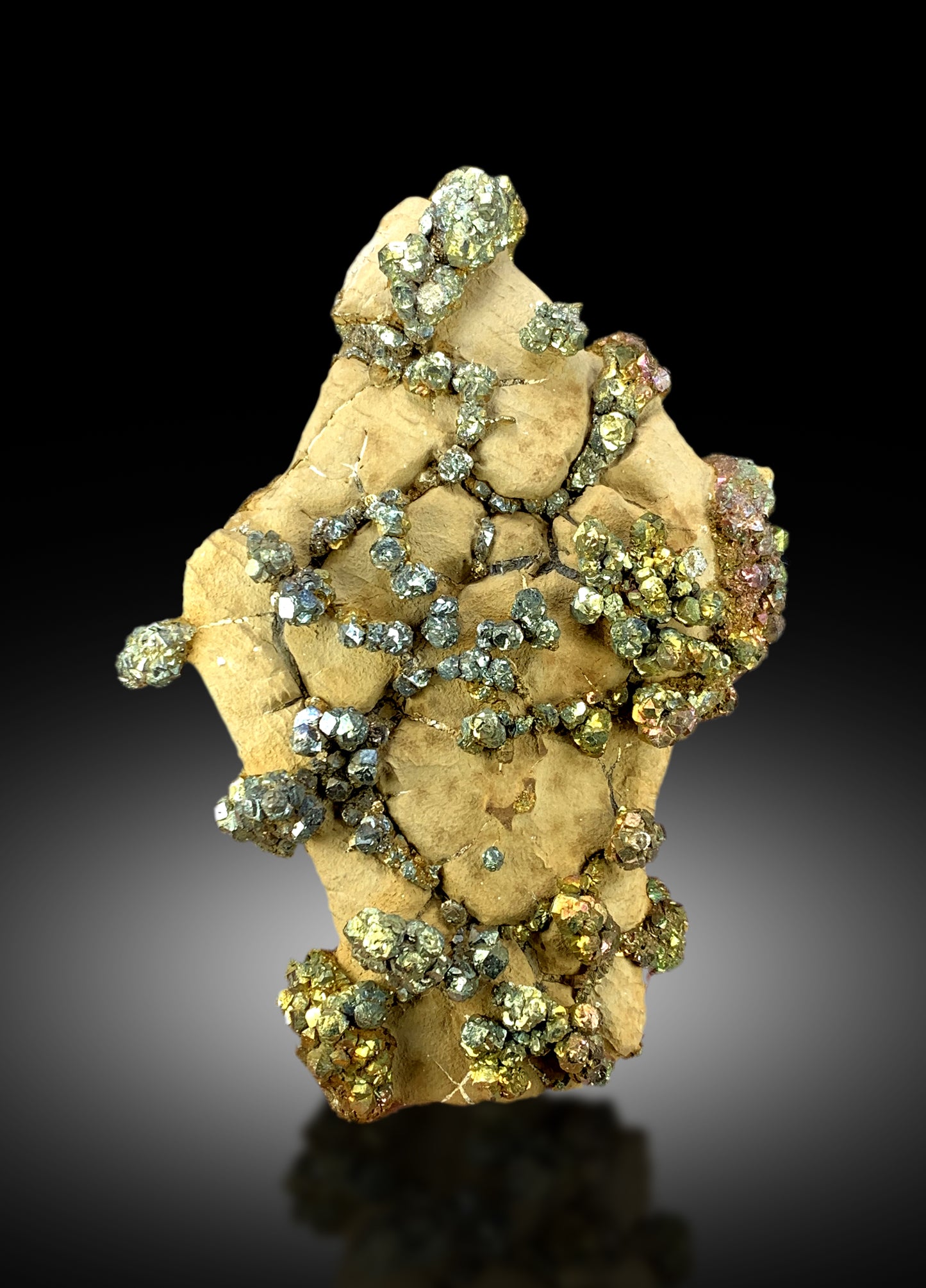 Natural Rainbow Color Pyrite on Limonite, Pyrite Specimen, Raw Mineral, Pyrite Cluster, Mineral Specimen - 603 gram