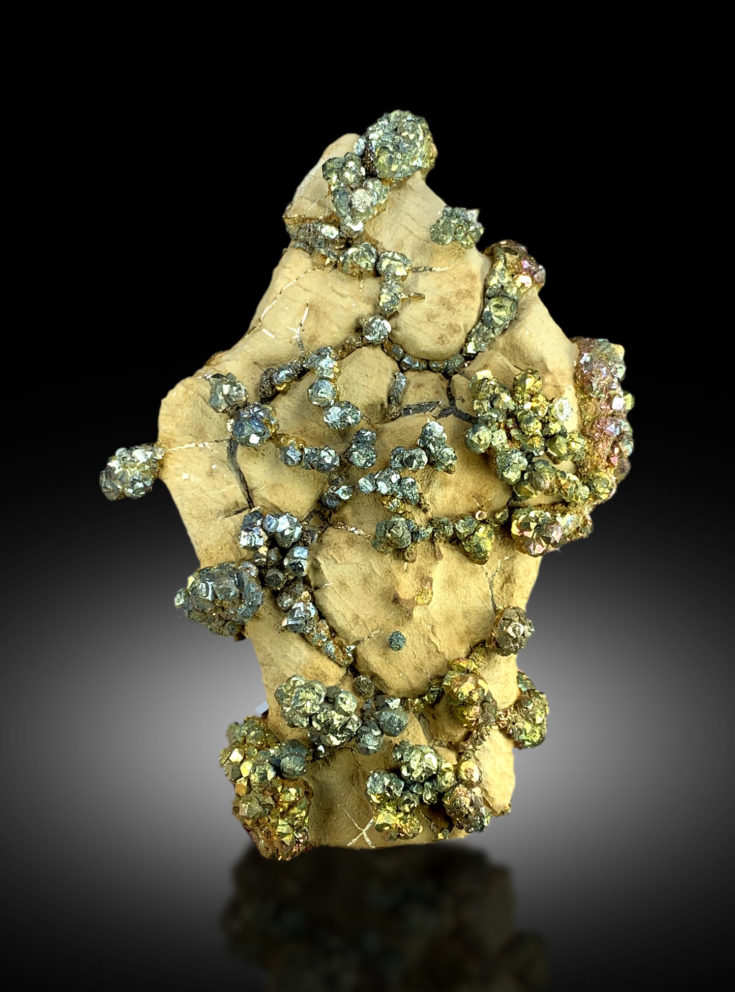 Natural Rainbow Color Pyrite on Limonite, Pyrite Specimen, Raw Mineral, Pyrite Cluster, Mineral Specimen - 603 gram