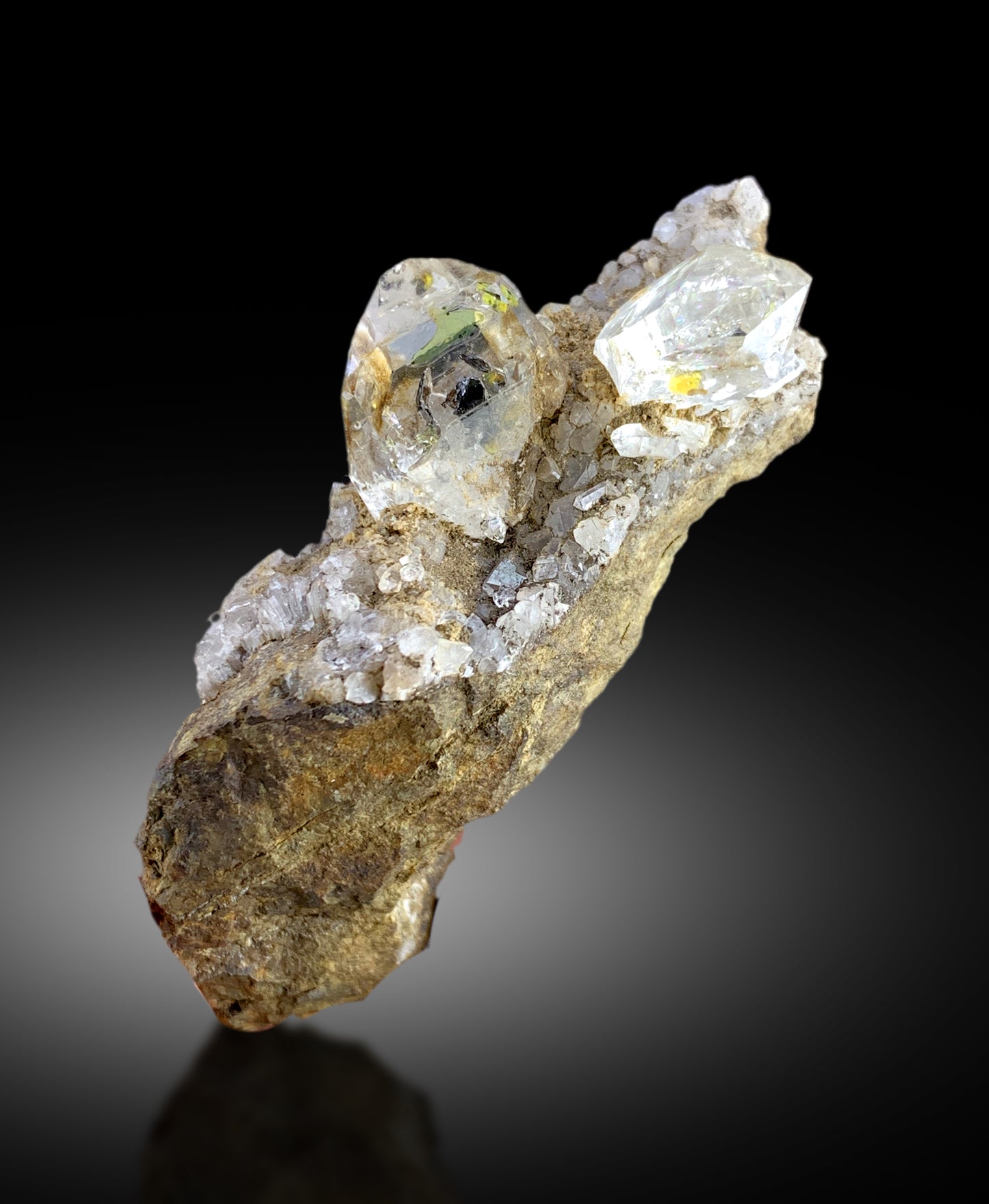 Enhydro Petroleum Quartz Crystals on Matrix, Rare Mineral, Crystal Specimen, Raw Mineral, Quartz Specimen - 69 gram