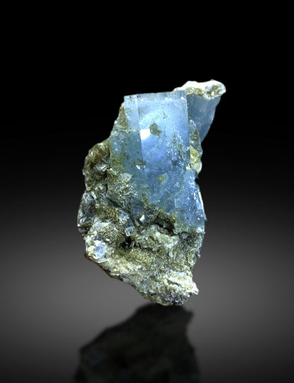 Blue Aquamarine Crystals on Muscovite from Pakistan - 202 gram