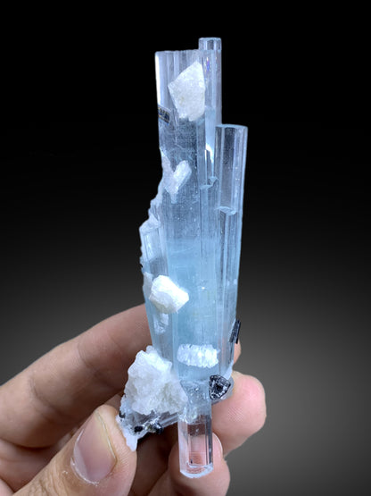 Blue Aquamarine with Schorl and Albite from Shigar valley Pakistan - 39 grams