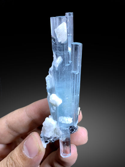 Blue Aquamarine with Schorl and Albite from Shigar valley Pakistan - 39 grams