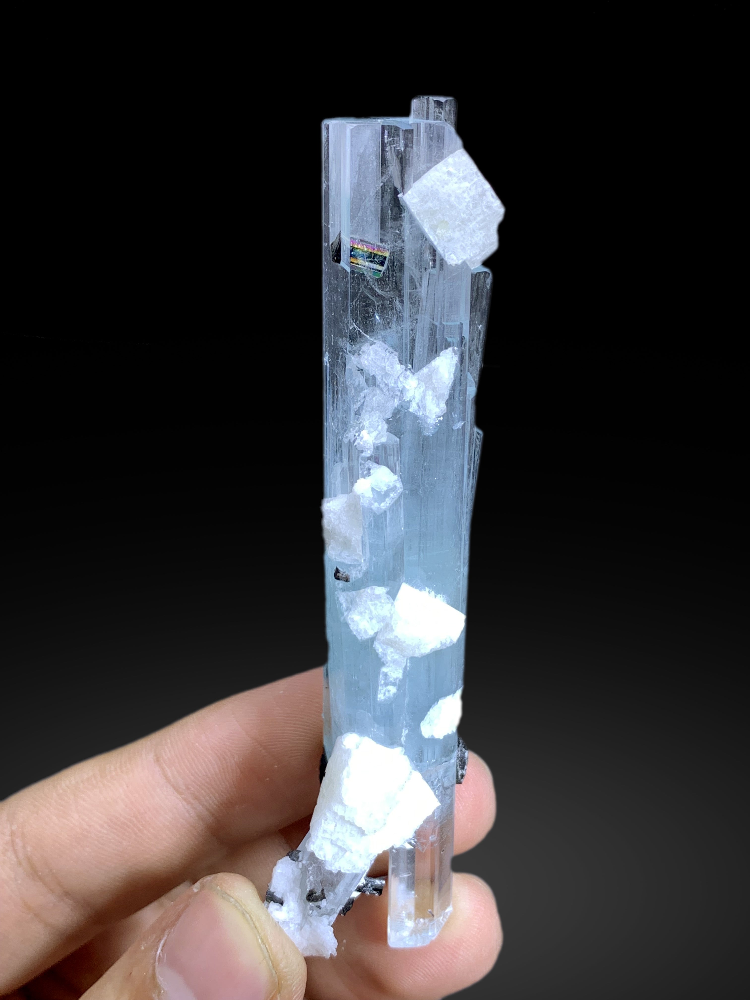 Blue Aquamarine with Schorl and Albite from Shigar valley Pakistan - 39 grams